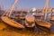 Evening view of Felucca sail boats at the river Nile in Aswan, Egy