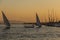 Evening view of felucca sail boats at the river Nile in Luxor, Egy