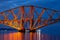 Evening view Forth Bridge over Firth of Forth in Scotland