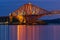 Evening view Forth Bridge over Firth of Forth in Scotland