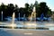 Evening view of the fountains in the new park named after the 50th anniversary of AvtoVAZ JSC