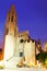 Evening view of Girona - Church of Sant Feliu
