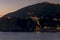 Evening view of the hilltop villages of Corniglia and San Bernardino, Cinque Terre park, Liguria, Italy