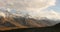 Evening view of hindukush or hindu kush mountain ridge, Tahikistan and afghanistan, view from Pamir