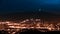 Evening view of illuminated Liberec city and Jested Mountain. Night scene