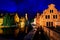 Evening view of the medieval canals of Bruges, Belgium