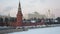 Evening view of the Moscow Kremlin in the center of the capital in winter, Russia.