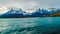 Evening view of mountain and Lake Pehoe in Torres Del Paine National Park