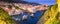 Evening view of the Old Town of Dubrovnik from the side of Fort Lovrijenac, panorama, banner