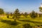 Evening view of a park in Shahrisabz, Uzbekist