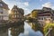 Evening view of Petite France - a historic quarter of the city of Strasbourg