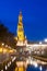 Evening view of Plaza de Espana with tower. Seville