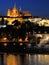 Evening view of Prague castle and Charles Bridge