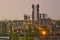 Evening view from the roof to industrial area