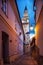 Evening view on the saint Nikolas cathedra in Bielsko-Biala, Poland