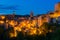 Evening view of Sorano, Tuscany, Italy