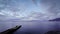 Evening view of Sorrento coastline, Gulf of Naples and Mount Vesuvius, Italy