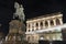 Evening view to Erzherzog Albrecht equestrian monument near famous Albertina museum palace in Vienna, Austria