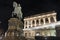 Evening view to Erzherzog Albrecht equestrian monument near famous Albertina museum palace in Vienna, Austria