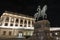 Evening view to Erzherzog Albrecht equestrian monument near famous Albertina museum palace in Vienna, Austria