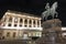 Evening view to Erzherzog Albrecht equestrian monument near famous Albertina museum palace in Vienna, Austria