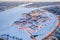 Evening winter aerial view, Peter and Paul Fortress, Neva river, Saint Petersburg, Russia