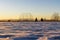Evening winter Coloradan landscape with baseball backstop
