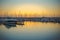 Evening Yacht Club in Ashkelon in the calm tones of the sunset