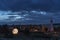 Event City Observatory Brno Kravi Hora timelapse of people moving with Lunalon artificial moon during the evening with the