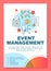 Event management poster template layout. Seminar, business meeting planning. Banner, booklet, leaflet print design with