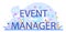 Event managemer typographic header. Entertainment specialist organizing