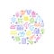 Event, party, entertainment, happy christmas outline vector icons in circle design