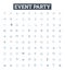 Event party vector line icons set. Celebration, Gala, Bash, Social, Festival, Reception, Picnic illustration outline