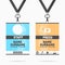 Event staff and press id cards set with lanyards. Design for badge holder templates