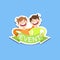 Event Template Label Cute Sticker With Smiling Friends