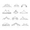 Event and wedding outdoor marquee tents vector line icons