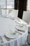 Event white restaurant table served and wait for guests