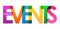 EVENTS colorful overlapping letters banner