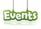 Events green word text on white background