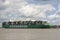 Ever Arm, world`s largest container ship, on Elbe river