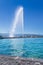 The ever spouting large fountain called Jet d`Eau, Geneva, Switzerland