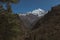 Everest base camp trekking. high mountains in Nepal. high altitude landscape