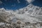 Everest base camp trekking. high mountains in Nepal. high altitude landscape