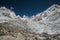 Everest base camp trekking. high mountains in Nepal. high altitude landscape