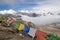 Everest base camp trekking Nepal scenics view of Himalaya mountain range at Renjo la pass