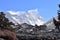 Everest mountain range from village of Pangboche, Himalaya,