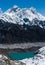 Everest, Nuptse and Lhotse peaks. Gokyo lake and village