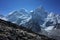 Everest trek, Mountain Everest and Nuptse seen from the way to Kala Patthar, Nepal
