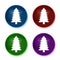 Evergreen conifer pine tree icon shiny round buttons set illustration