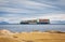 Evergreen container ship with full of cargo docked in port at Vancouver Island Nanaimo